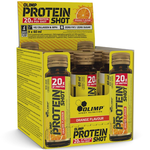 Olimp Nutrition Protein Shot Pomarańczowy Gotowy do Wypicia Suplement Białkowo Kolagenowy 9 x 60 ml