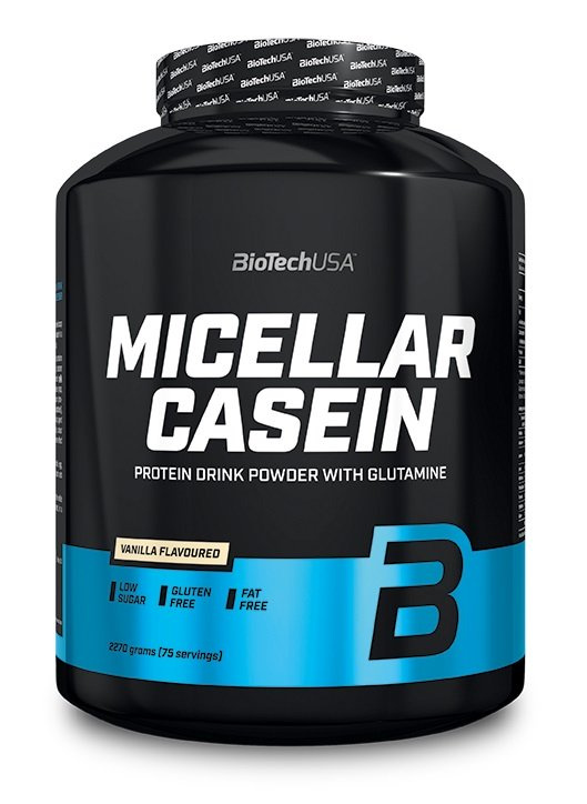 BioTechUSA Micellar Casein Truskawkowa Wolnowchłanialna Odżywka Białkowa na Odżywienie Mięśni 2270g