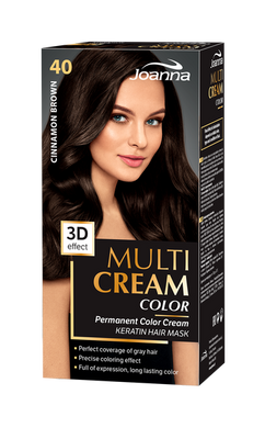 Joanna Multi Cream Trwały Intensywny Kolor Włosów Farba Pielęgnująca 40 Cynamonowy Brąz 60x40x20g