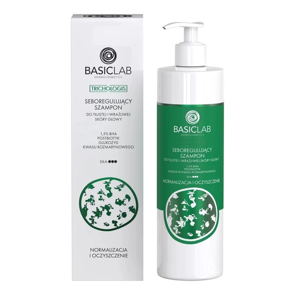 BasicLab Dermocosmetics Szampon Seboregulujący do Skóry Głowy Tłustej i Wrażliwej 300ml