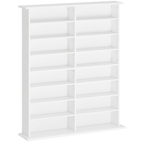 HOMCOM 16-Compartment Media Shelf- White