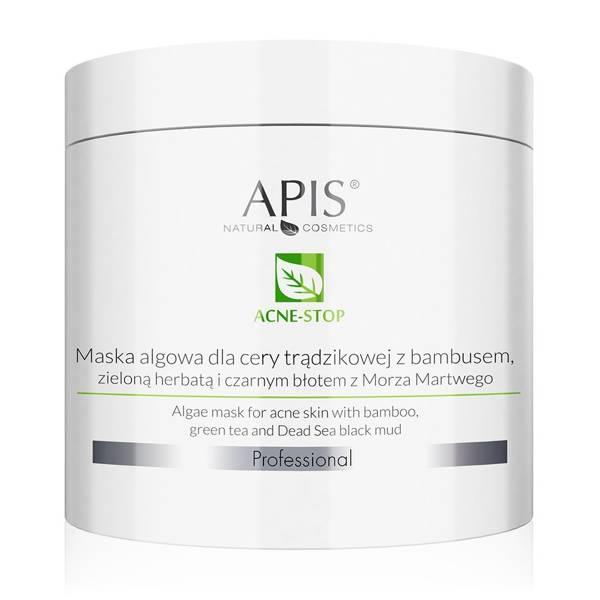 Apis Professional Acne Stop Maska Algowa z Bambusem Zieloną Herbatą i Czarnym Błotem dla Cery Trądzikowej 200g