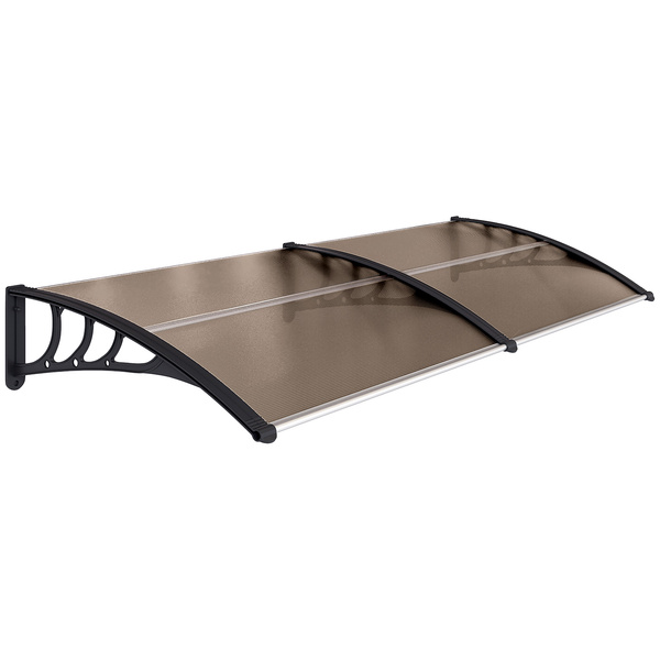 Outsunny Front Door Canopy, Waterproof Outdoor Awning, 75 x 195 cm Rain Shelter for Window, Porch and Front/Back Door, Brown