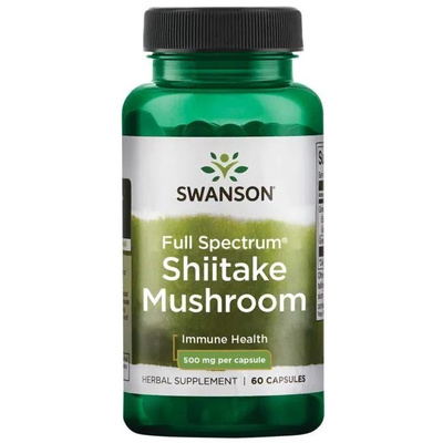 Swanson Grzyby Shiitake 500mg na Odporność i Witalność 60 Kapsułek