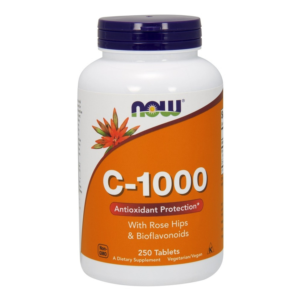 Now Foods Vitamin C-1000 Dzika Róża + Bioflawonoidy Wspiera Układ Odpornościowy i Nerwowy 250 Tabletek