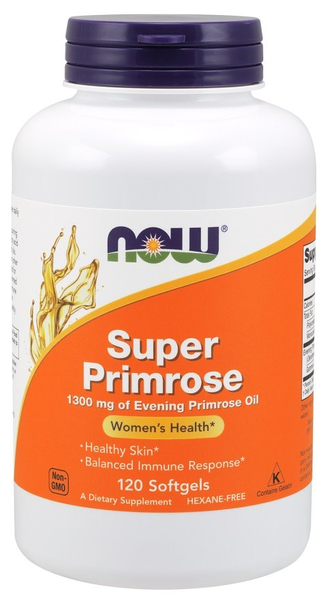 Now Foods Super Primrose 1300mg Olej z Wiesiołka dla Zdrowia Kobiet 120 Kapsułek