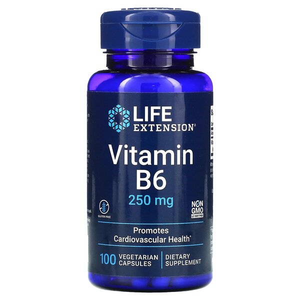 Life Extension Witamina B6 250mg Na Wsparcie Metabolizmu i Układu Nerwowego 100 Kapsułek