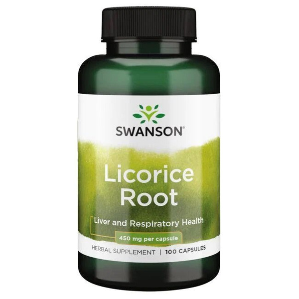 Swanson Korzeń Lukrecji 450mg na Wsparcie Trawienia 100 Kapsułek