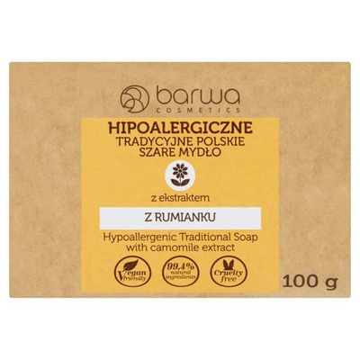 Barwa Hipoalergiczne Tradycyjne Polskie Szare Mydło z Ekstraktem z Rumianku 100g