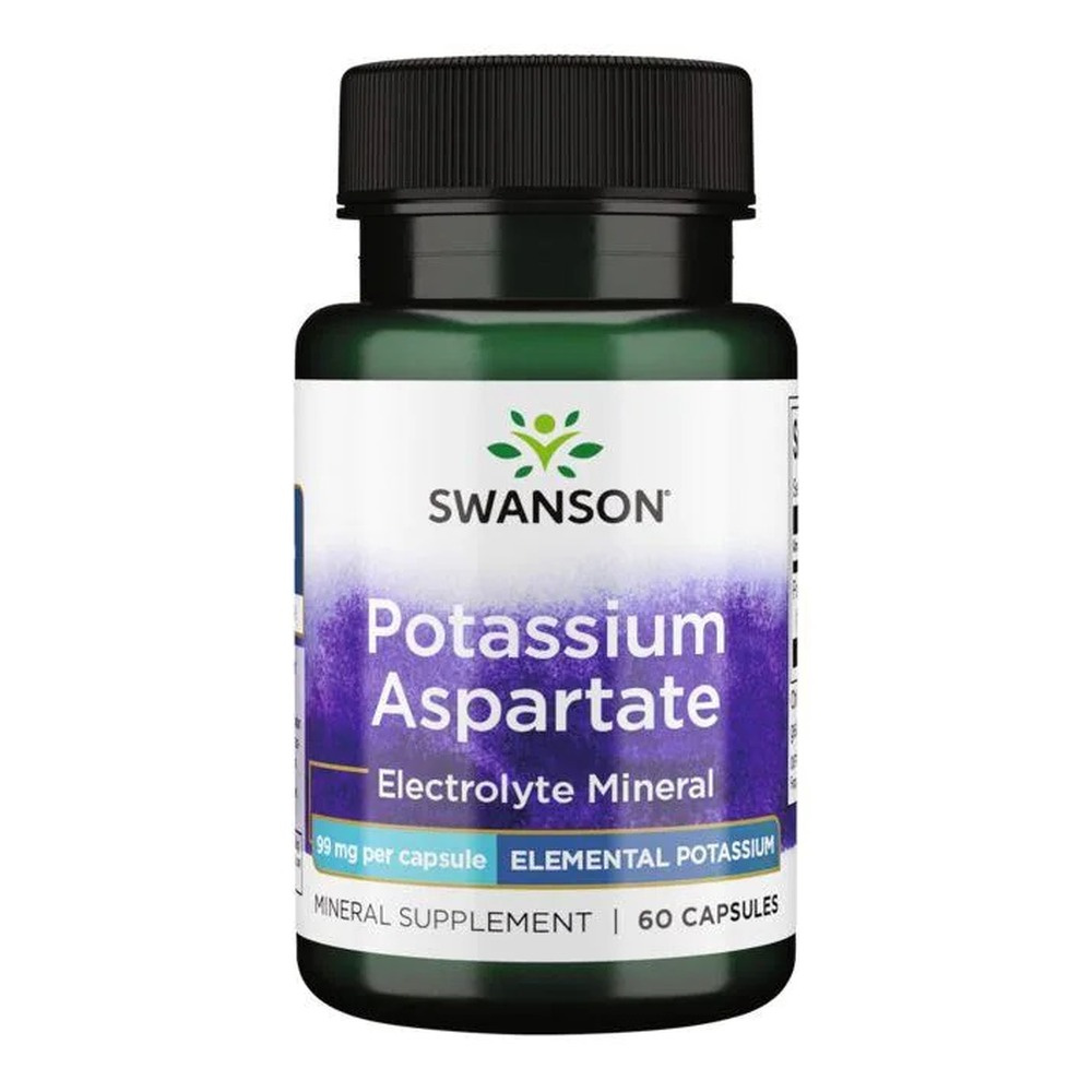 Swanson Potas Asparaginian 99mg dla Równowagi Elektrolitowej 60 Kapsułek