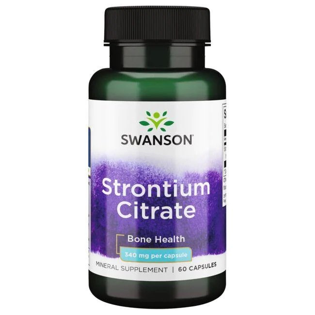 Swanson Stront 340mg na Zdrowe Kości i Zęby 60 Kapsułek