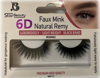 Star Beauty Professional Sztuczne Rzęsy 6D Lekkie Nadające Objętość Wielokrotnego Użytku SEF17 1 Para