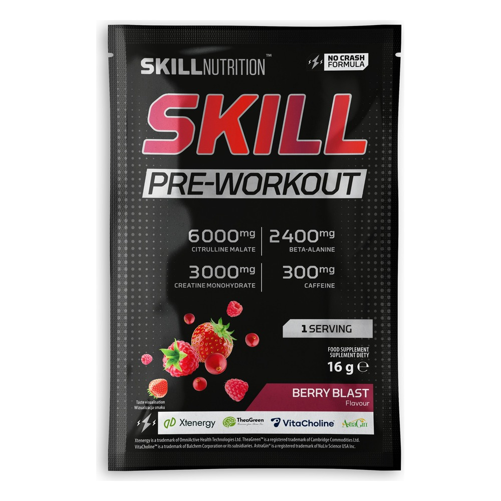 Skill Nutrition Skill Pre-Workout, Berry Blast - 16-16.5g (1 serving)
