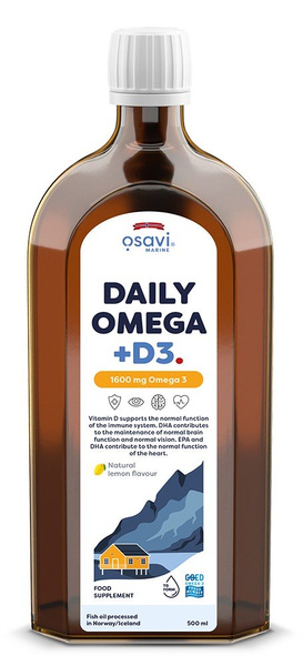 Osavi Daily Omega i D3 1600mg Omega 3 Cytrynowy 500 ml