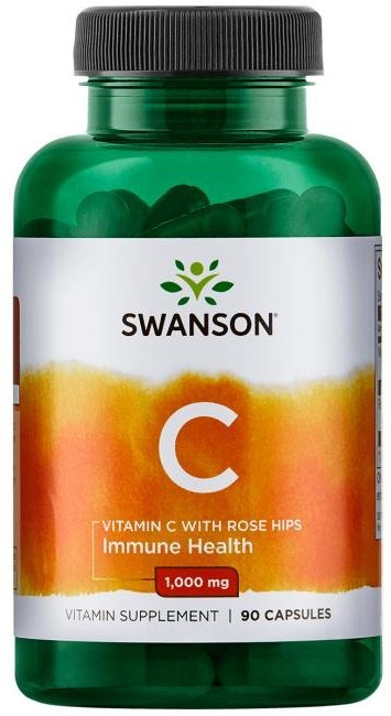 Swanson Witamina C 1000mg z Dziką Różą na Wsparcie Odporności 90 Kapsułek