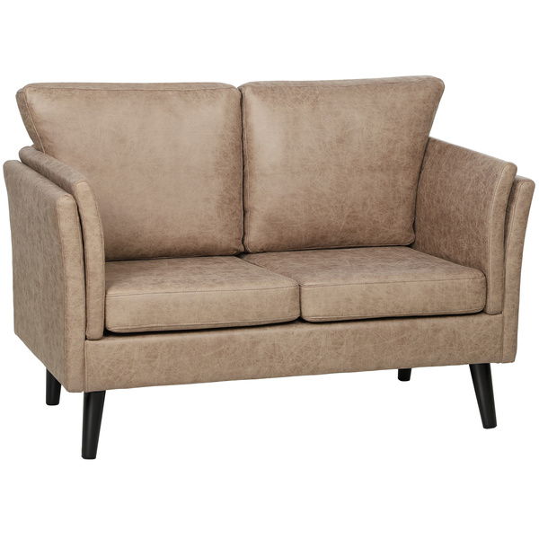 HOMCOM Two-Seater Leathaire Sofa - Light Brown