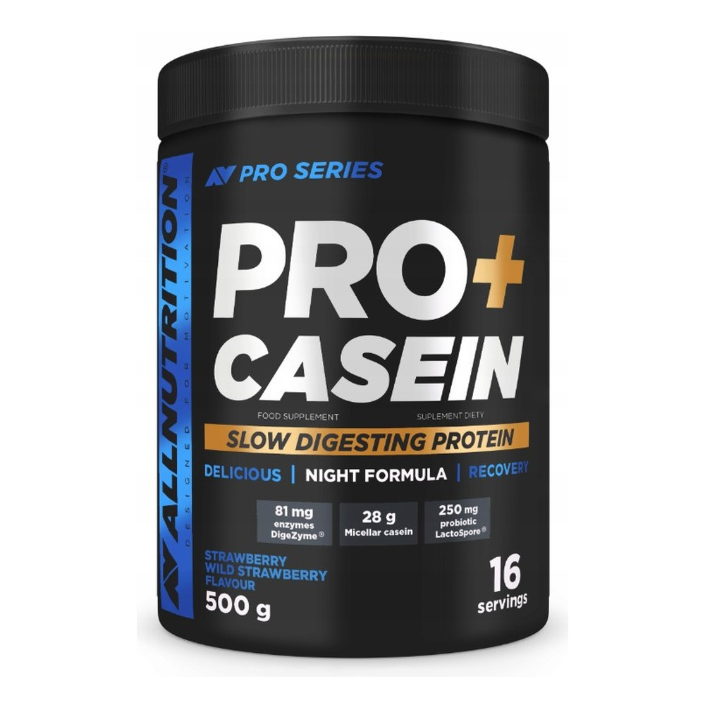 Allnutrition Pro+ Casein Białko Micelarne Truskawka-Poziomka Na Nocną Regenerację 500g