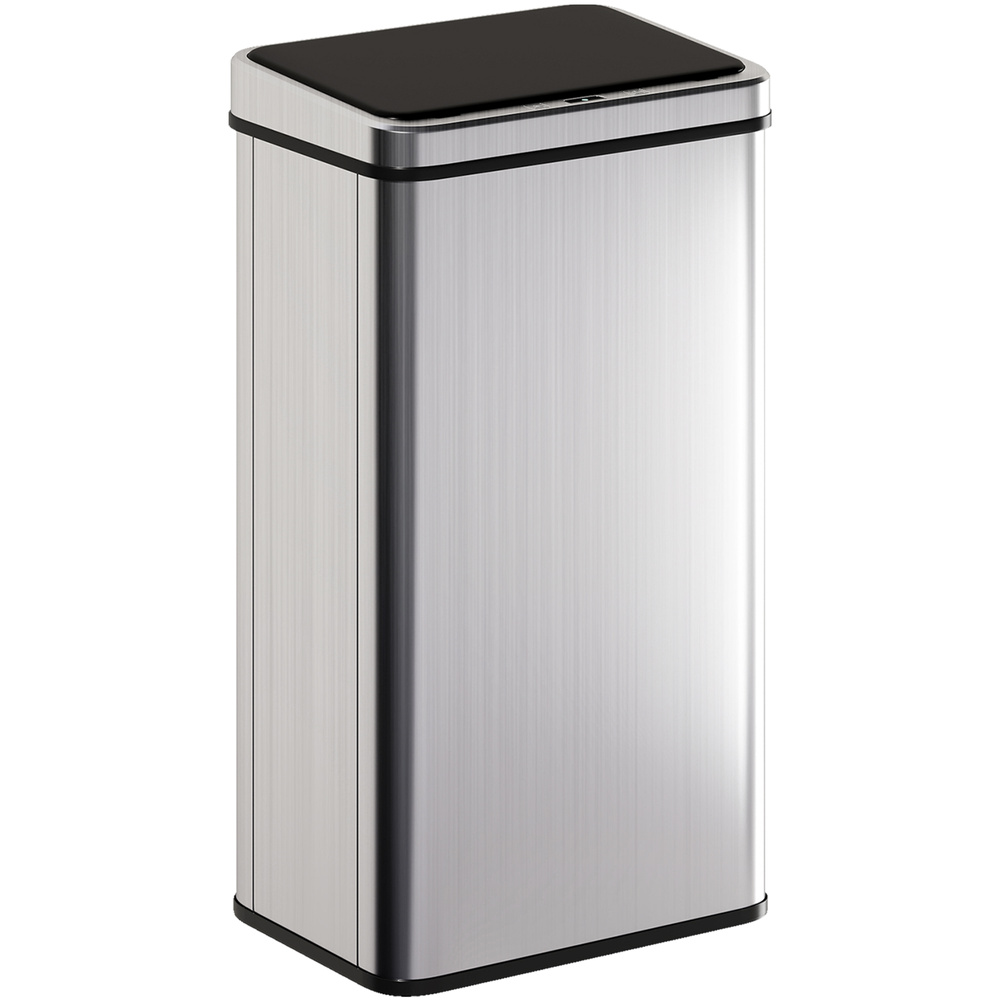 HOMCOM 50L Sensor Bin with Quiet Soft-Close Lid, Automatic Touchless Motion Sensor Kitchen Bin with Fingerprint Resistant Stainless Steel for Hygienic Gyms, Home Office Use, Silver Tone