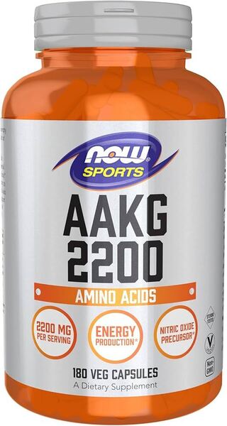 NOW Foods AAKG 2200 Prekursor Tlenku Azotu 180 Kapsułek Wegańskich
