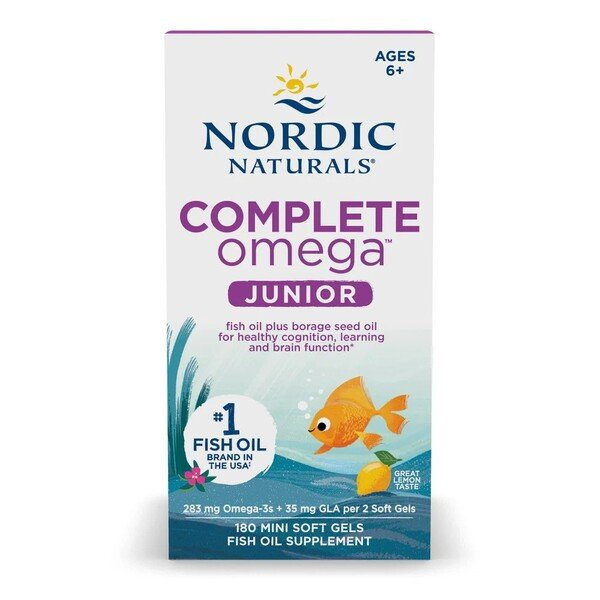 Nordic Naturals Complete Omega Junior Na Zdrowy Układ Nerwowy i Funkcje Mózgu 180 Mini Kapsułek
