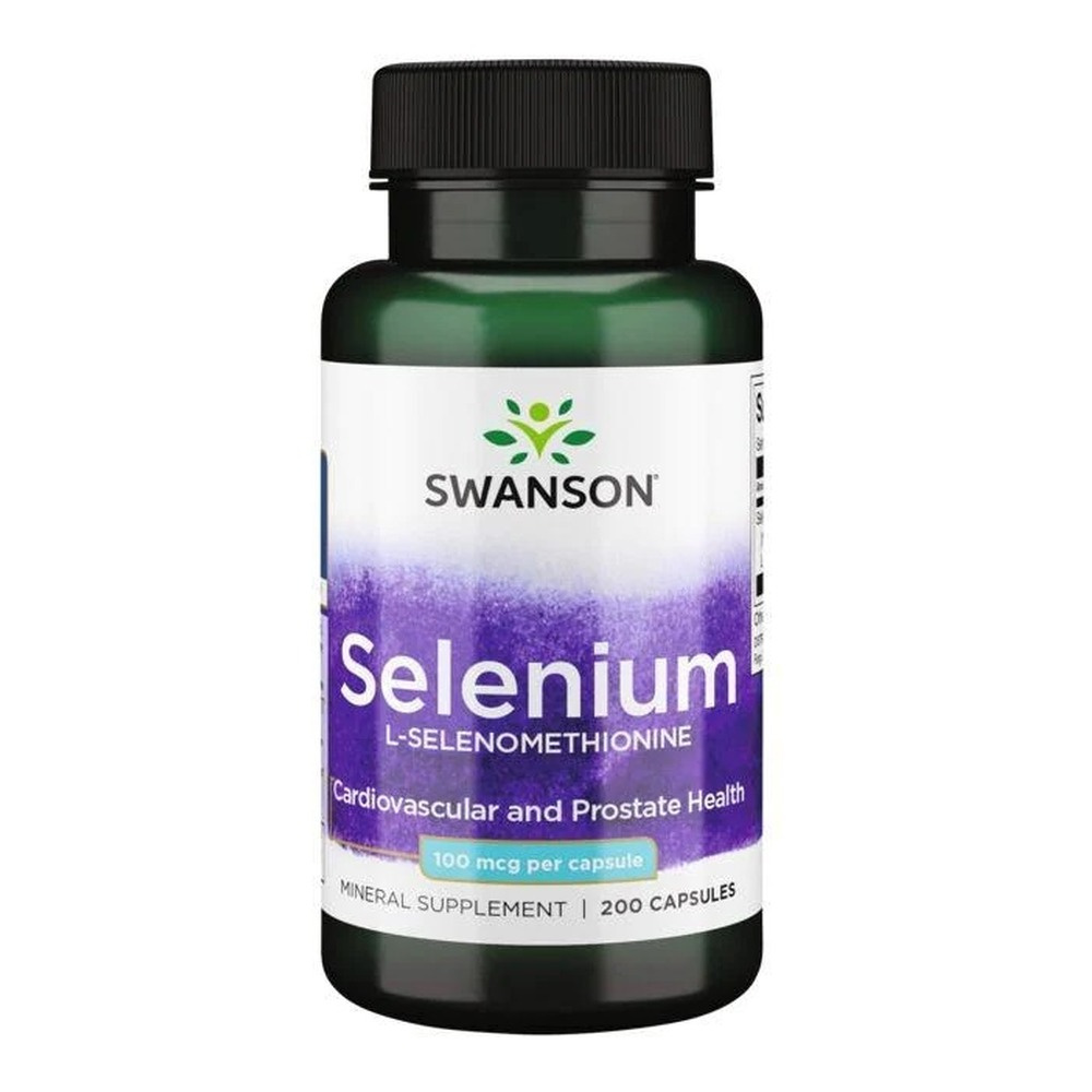 Swanson Selen 100mcg w Formie L-selenometioniny na Wsparcie Tarczycy i Odporności 200 Kapsułek