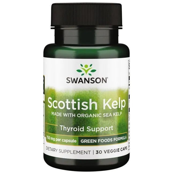 Swanson Scottish Kelp 750mg z Jodem na Wsparcie Tarczycy 30 Kapsułek
