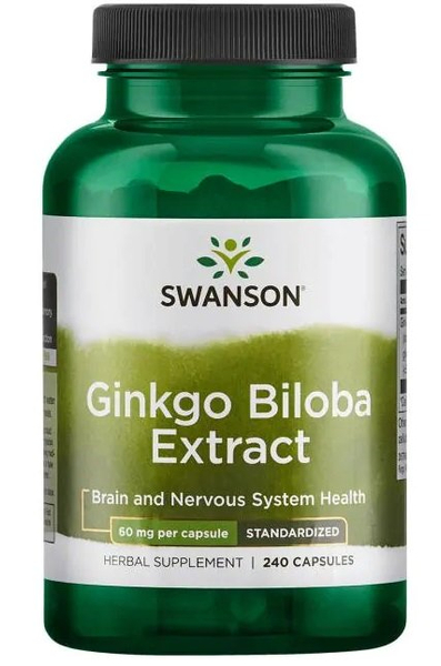 Swanson Ginkgo Biloba Ekstrakt 60mg na Pamięć i Krążenie 240 Kapsułek