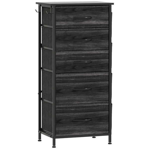 HOMCOM Chest of Five Fabric Drawers - Black