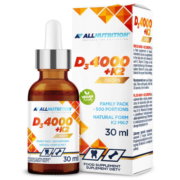 Allnutrition Witamina D3 4000 K2 w Kroplach Na Odporność i Zdrowe Kości 30ml