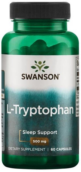 Swanson L-Tryptofan 500mg na Wsparcie Nastroju i Snu 60 Kapsułek