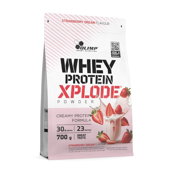 Olimp Nutrition Whey Protein Xplode Truskawkowy Sen Odżywka Białkowa na Wzrost Masy Mięśniowej 700g