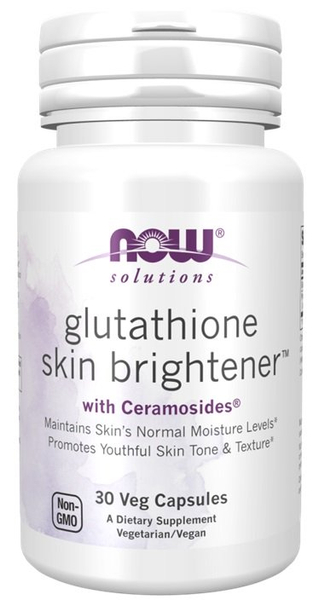 NOW Foods Glutathione Skin Brightener z Ceramosides Na Młodzieńczy Wygląd Skóry 30 Kapsułek