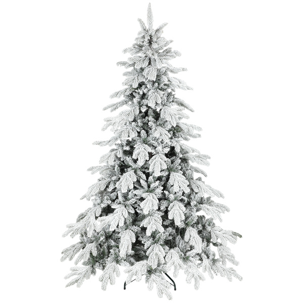 HOMCOM 7ft Super Flocked Christmas Tree - Green/White