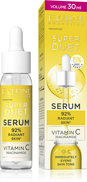 Eveline Super Duet Skoncentrowane Serum na Przebarwienia Vitamin C dla Skóry Matowej i Zmęczonej 30ml