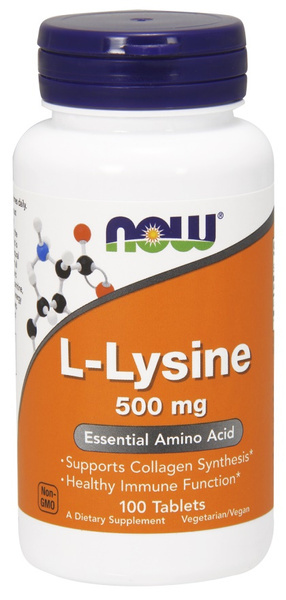 NOW Foods L-Lysine 500 mg Wsparcie Odporności Skóry i Regeneracji 100 Tabletek