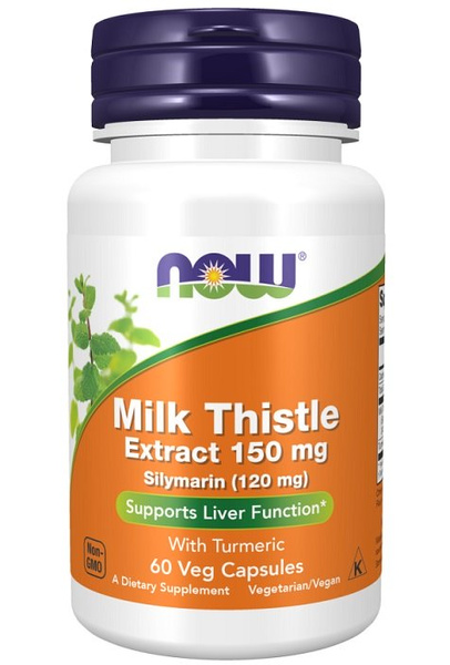 Now Foods Milk Thistle Extract with Turmeric 150mg Ostropest Plamisty 60 Kapsułek