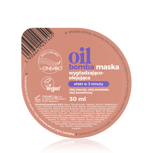 OnlyBio Hair in Balance Oil Bomba Maska Wygładzająco-Olejująca 30ml