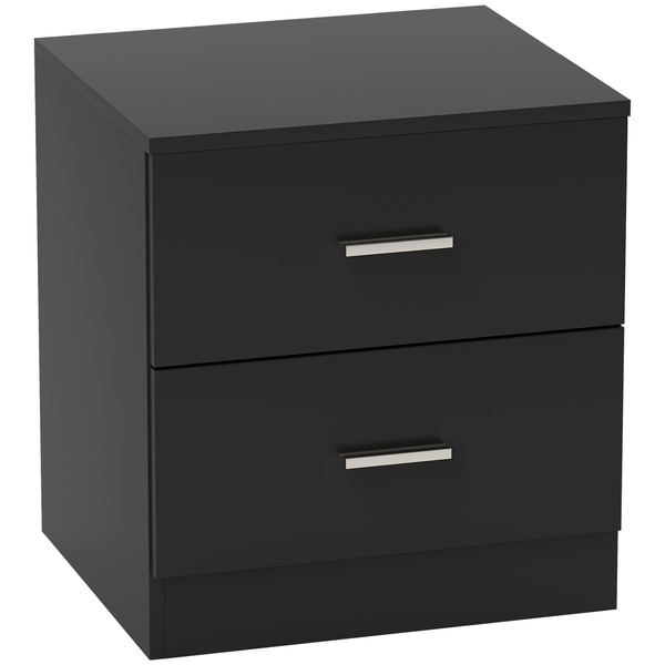 HOMCOM Modern Bedside Table, Beside Cabinet with 2 Drawers, for Bedroom, Living Room, Black