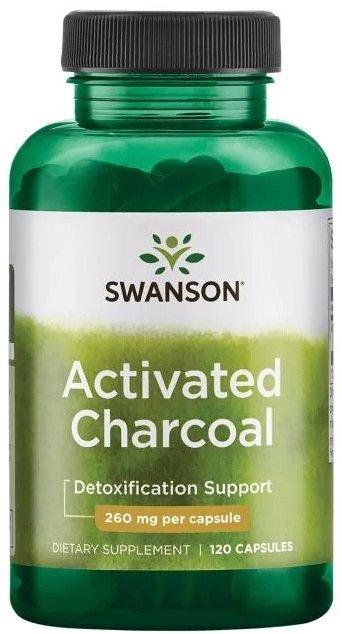 Swanson Węgiel Aktywny 260mg na Wsparcie Trawienia 120 Kapsułek