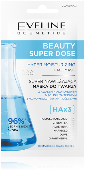 Eveline Beauty Super Dose Nawilżająca Maska z Kwasem Hialuronowym 8ml