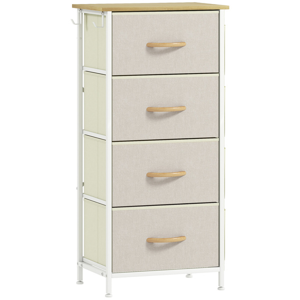 HOMCOM Chest of Four Fabric Drawers - Beige