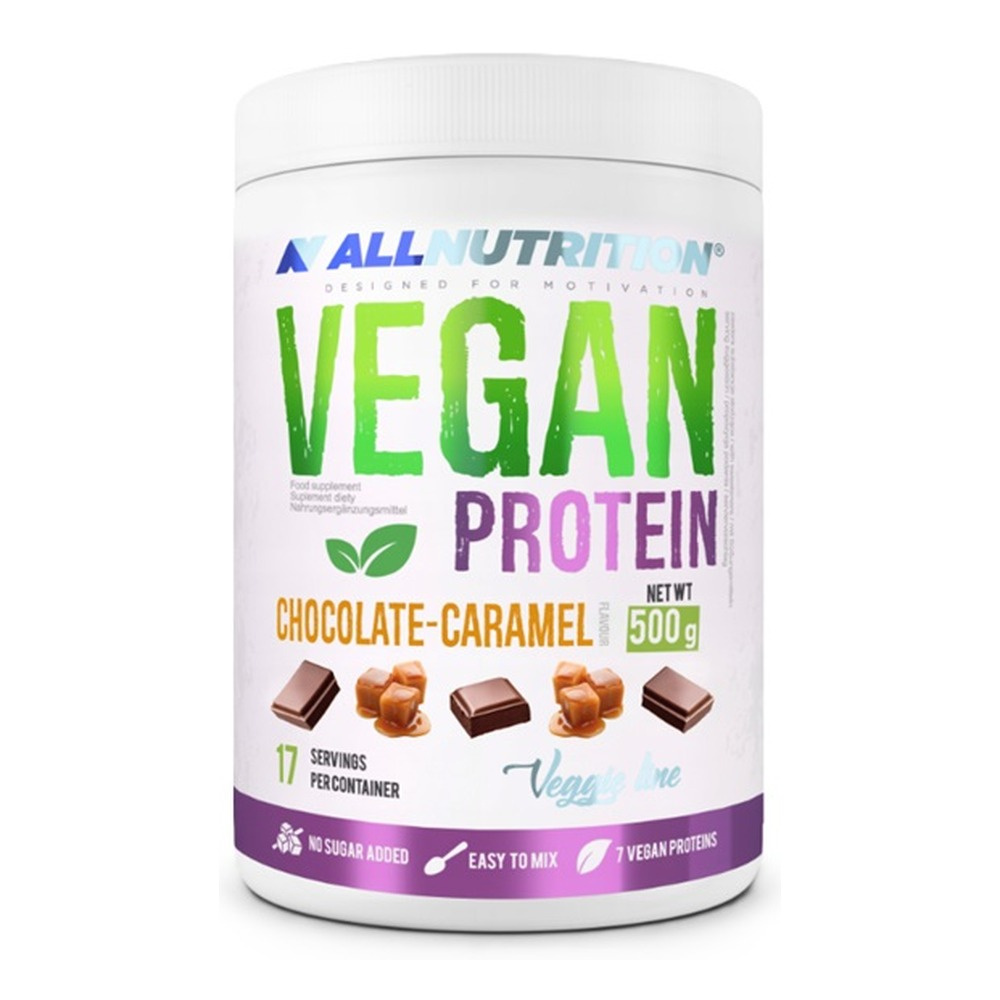 Allnutrition Vegan Protein Wysokobiałkowa Odżywka Czekoladowy Karmel 500g