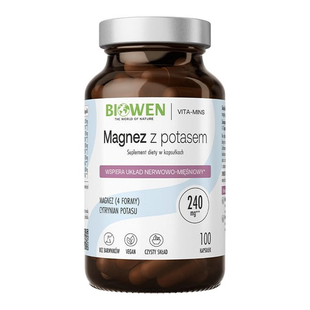 BIOWEN Magnez 4 formy z Potasem - 100 kaps.