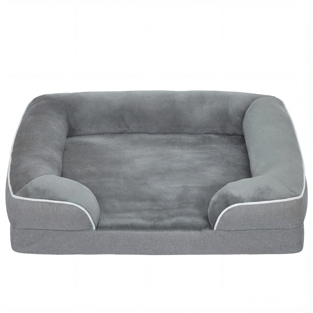 PawHut Dog Sofa Bed, Washable Pet Bed with Removable Cover and Non-Slip Bottom for Cats and Small Dogs, Grey