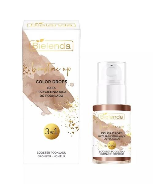 Bielenda Boost Me Up Color Drops Baza Przyciemniająca 3w1 Booster Podkładu Bronzer Kontur 15ml