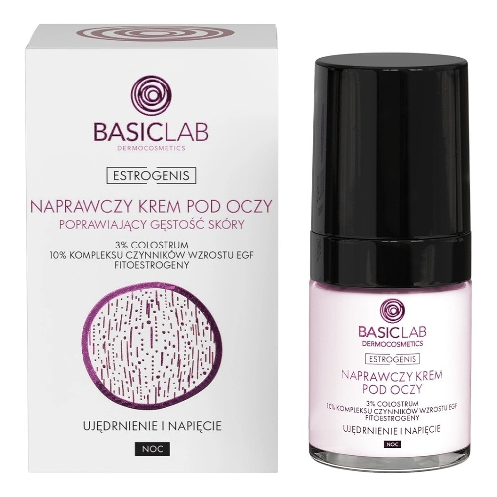 BasicLab Estrogenis Naprawczy Krem pod Oczy na Noc z 3% Colostrum 18ml