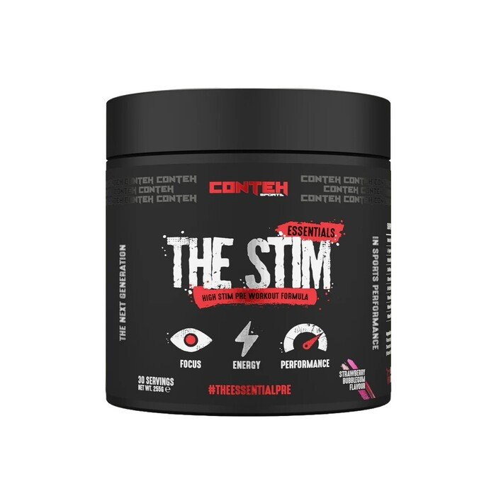 Conteh Sports The Stim Przedtreningówka Wysoko Stymulująca Truskawkowa Guma Balonowa Na Energię i Skupienie 255g