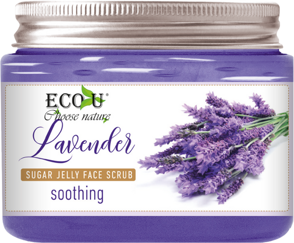 EcoU Łagodzący Lawendowy Peeling Cukrowy Galaretka do Twarzy 140 g