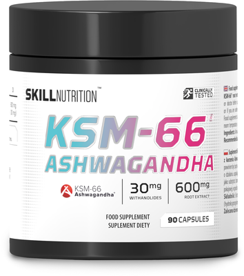 Skill Nutrition KSM-66 Ashwagandha Suplement Diety na Stres i Wyciszenie 90 Wegańskich Kapsułek