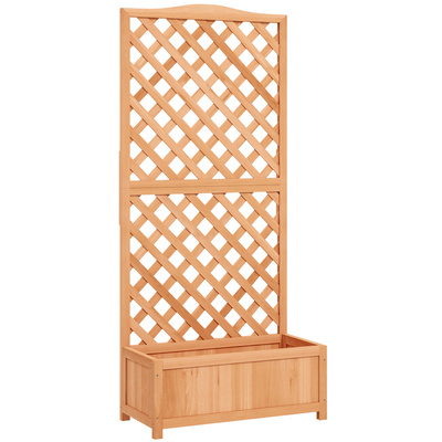 Outsunny Wooden Planter with Trellis, Freestanding Raised Bed for Garden with Lattice, Outdoor Planter Box for Climbing Plants, Vines, Flowers, 76 x 36 x 170 cm, Natural